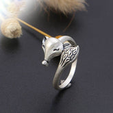 Anillo de moda vintage de zorro en plata de ley